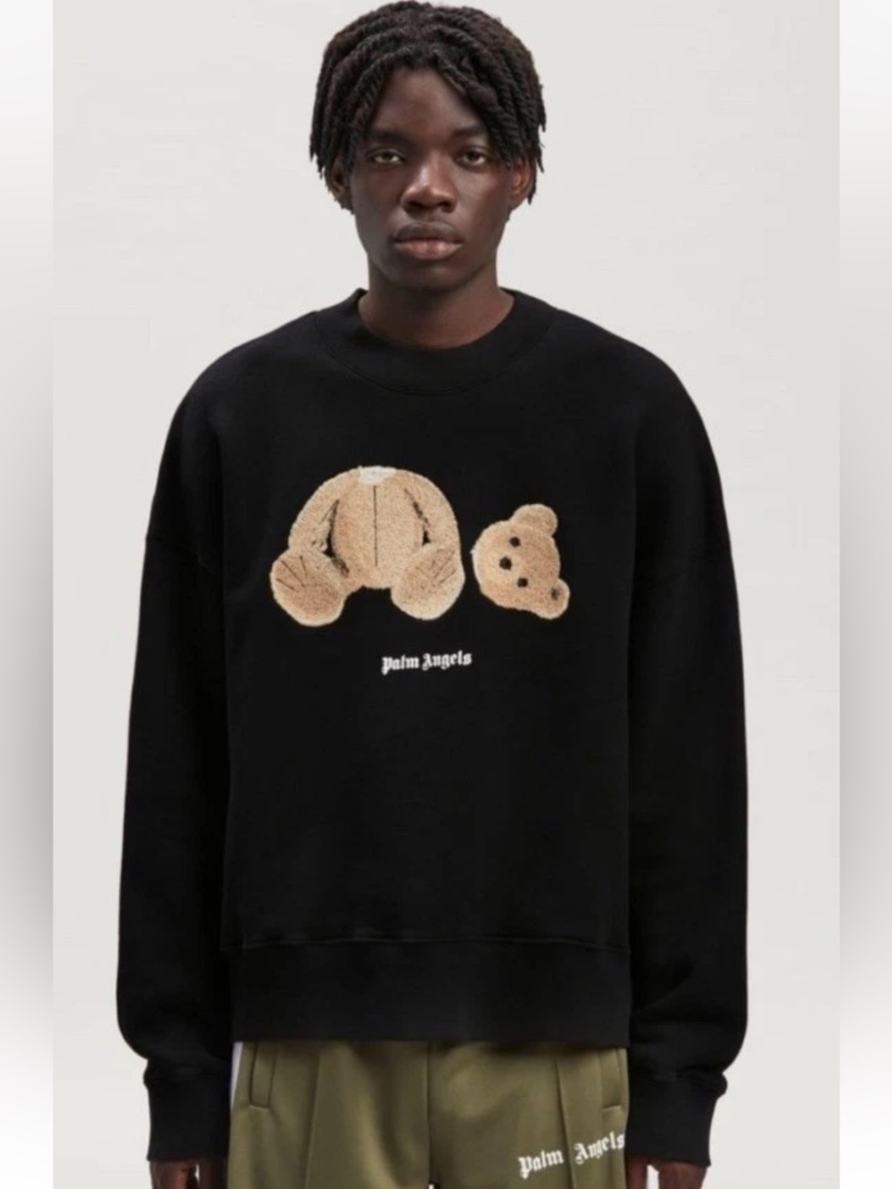 Palm Angels Bear Printed Crewneck 'Black/Brown' Large